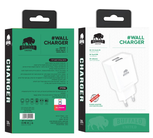מטען קיר USB 2.1A מהיר Buffalo